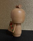 Authentic Japanese Kokeshi Wooden Doll    peach Flower Girl     4-3 4     Japan