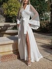 Satin Floor Length Robes Women Lace Bride Kimono Nightgown Sleepwear Dress