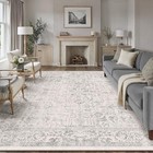 Gray Area Rug 8x10 Machine Washable Large Vintage Living Room Distressed Non 