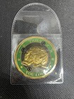 Heads We Win Tails You Lose Skull Challenge Coin - Gold   Green Enamel Edc Token