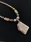 Iced Out Pop Tart Sterling Silver Pendant   Bead Necklace B113
