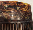 Vtg Faux Tortoise Shell Hair Comb Gold Rhinestone Accent Art Deco Style