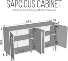 Wood Buffet Cabinet With Storage  Sideboard Cabinet With 4 Doors  Credenza For L