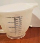 Vintage Tupperware 4 Cup 1 Liter Measuring Pitcher Red   Blue  1288 With Lid