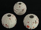 Vintage 1970s Glazed Cream White Confetti Ceramic Macrame Beads Craft Lot Of 3