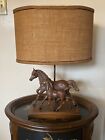 Rare - Vintage Breyer Horse Mare foal Table Lamp W Wood Base Very Nice Condition