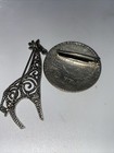 2 Cool Vintage Pewter Pins Giraffe Round Mcm Both Signed Brooch