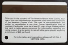 Venetian Casino Las Vegas Mime Slot Card