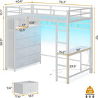 Twin Size Loft Bed With Desk And 8 Storage Drawers  Metal Kids Loft Bed Twin Wit