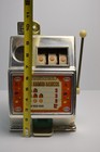Vintage Medley Turquoise Slot Machine Toy Plastic 5 Cents One Armed Banker