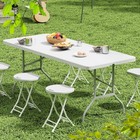 White 48 Inch Os Motor Folding Table Steel Legs Portable Carry Handle