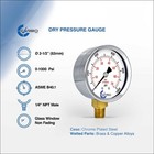 2-1 2  Pressure Gauge - Chrome Steel Plated Case  1 4 npt  Lower Mnt  1000 Psi