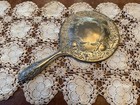 Vintage Silver Plated Hand Held Vanity Mirror Floral Ornate Design 9    Heavy
