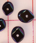 5 Magnificent Vintage Med Czech Glass Shank Buttons Black Ab Diamond Shape  250