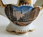Vtg Calhoun Street Ft Wayne Indiana Souvenir Mini Vase Basket Porcelain Fort