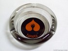 Vintage Sahara Hotel Casino Las Vegas Smoke Glass Ashtray Mcm Red Spade Lady
