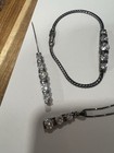 Vintage Jc 925 Sterling Silver 4-piece Set Necklace Bracelet Earrings Pin