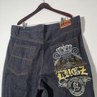 Vintage Rare 90s Lugz Embroidered Denim Baggy Short Jorts Mens Size 40 Raw Denim