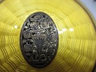 Xlarge Vintage Exquisite Austria Yellow Guilloche Enamel Sterling Compact-nr 