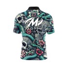 Custom Name Motiv Skull Snakes Bowling Jersey Zip Polo Shirt Size S-5xl New