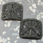 Vintage Antique French Cut Steel Bead Shoe Clips France Hallmark Silver Tone