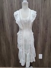 Edwardian Antique Apron White Batist Lace Trim Embroidered C1910 