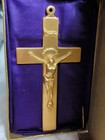 Vtg National Casket Co Memorial Crucifix Gold Finish 2290 Coffin Cross Boxed
