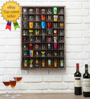 - Rustic Wood Shot Glasses Display Case 56 Compartments Wall Mount Pint Glass Sh