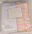 Pottery Barn Kids Crib Dust Ruffle Bed Skirt Plaid Pink Cotton Spring Percale 