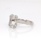 8x6mm Emerald Cut Semi Mount Ring 925 Sterling Silver Baguette Round Halo Ring