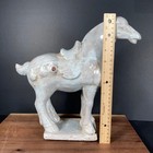Vintage Tang Dynasty War Horse Sculpture Chinese Glazed Ceramic Statue 12 Inches