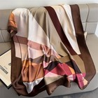 Women s Silk Feel Square Scarf Geometric Print Shawl Wrap Soft Fashion Hijab 80x