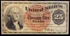 1863 25 Cents Fractional Currency Note Fourth Issue  Fr  1307 Civil War Pmg Vf20