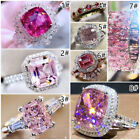 Elegant 925 Silver Filled gold Wedding Rings Women Cubic Zircon Jewelry Sz 6-10