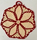 Vintage Lot Of 3 Hand Crocheted Red   White Pot Holders Pads