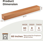 60x8x6 Fireplace Mantle Shelf For Over Fireplace  Solid Wood Handcrafted Mantles