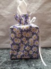 Daisies Flowers On Purple Lilac Cotton Fabric Square Tissue Box Cover   Handmade