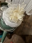 Ivory Fascinator Hat With Veil   Feather     Bridal Wedding Party Women   s Headwear