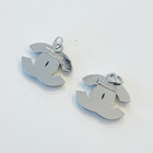 Designer Cc Silver Pearl Pendant 2pc Vintage Charm