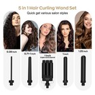 5-in-1 Curling Iron Wand Set With 3 Barrel Hair Crimper 4 Ceramic Heads