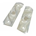 Colt 1911 Officer Pearl White Acrylic Gun Grips With Silver Medallions
