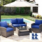 Outdoor Chair Cushions Set Of 4  Patio Cushions  Navy Blue