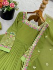 Launching New Georgette Parrot Green Gown Bottom With Dupatta For Wedding Wear