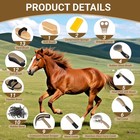 Horse Grooming Kit 14-in-1 Brush Set Curry Comb Hoof Pick Storage Bag Khaki