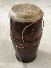 Vintage Handmade Wooden Conga Bongo Drum Animal Skin Head 18-1 2  Tall Hand Hewn