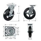 8 Inch Rubber On Cast Iron Wheel   Heavy Duty capacity 1100-4400lb