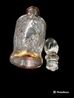 Antique Perfume Decanter With Gold Trim   Embossed Cut Glass 