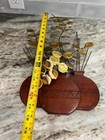 Vintage Brass Copper Eucalyptus Wood Pot 3d Art Mcm