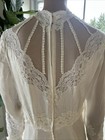 Vintage 50s 60s Ivory Silky Wedding Dress Gown With Veil Lace Details