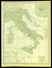 1920s Italy Map Wall Art Old Original Naples Rome Green Color Antique